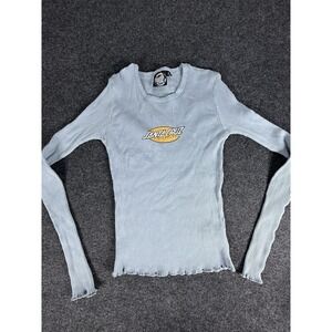 Santa Cruz Skateboards Women's Long Sleeve Shirt Size Medium Ribbed Blue Cropped